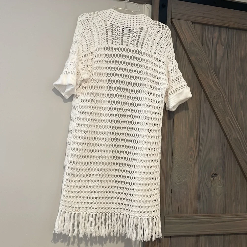 Chico's White Fringe Swim Coverup with Lace Pattern - Picture 6 of 10
